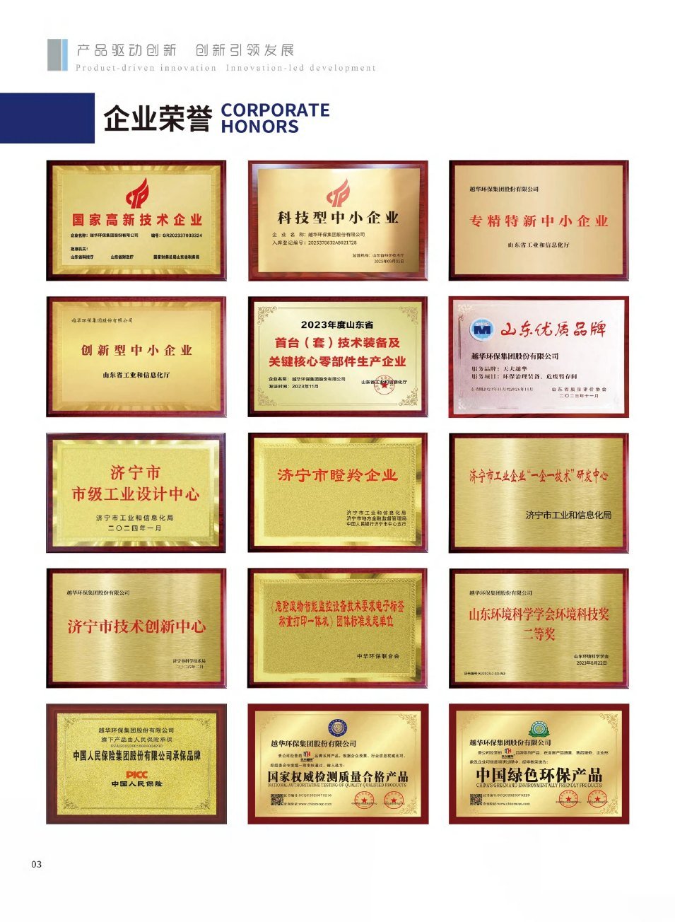 Yuehua patent and qualification certificate